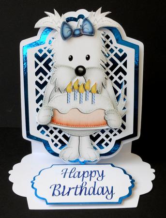 Jock Westie Dog's Birthday Cake 3D Decoupage Designs by Diane Baldrey