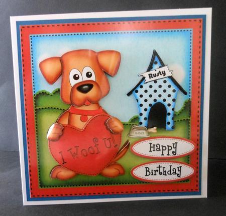 Rusty Dog's Heart Quick Card & 3D Decoupage by Diane Baldrey