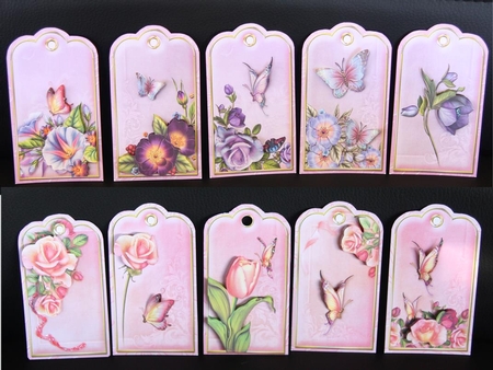10 Flowers & Butterfly Tags by Dianne Anderson