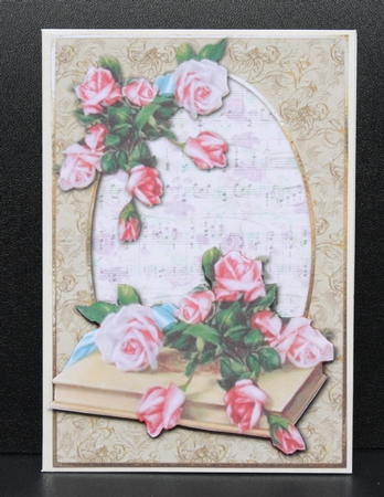Vintage Pink Roses + Sheet Music Background by Dianne Anderson
