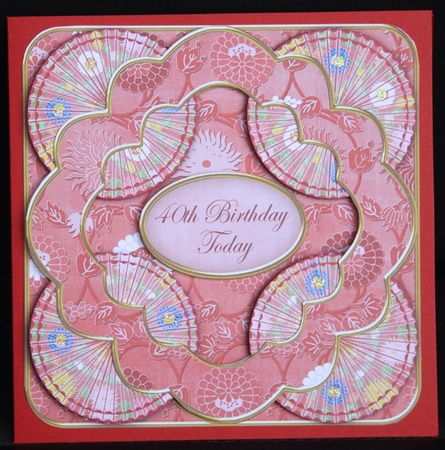 Red Oriental Flower 40th Birthday 3D Rosette Topper by Dianne Anderson