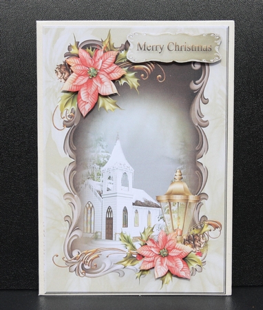 Church and Poinsettias A5 Cardfront by Dianne Anderson
