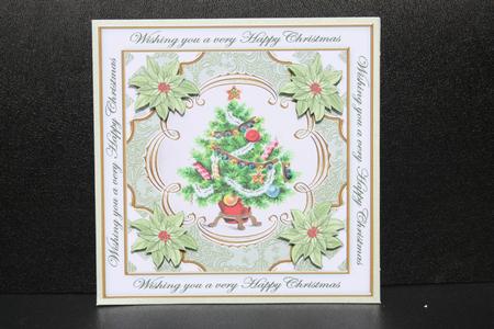 Elegant Tree Happy Christmas Lattice Corner 8in Topper by Dianne Anderson