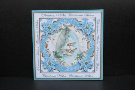 Teal Snowbells Christmas Wishes Lattice Corner 8in Topper by Dianne Anderson