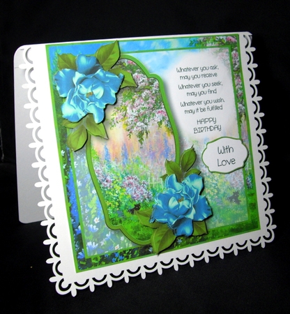Scenic Verse Birthday - Blue Roses 8x8 by Dianne Jackson