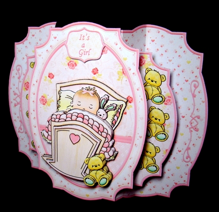 New Baby Girl Double Pop Out Card Kit & Decoupage by Dianne Jackson