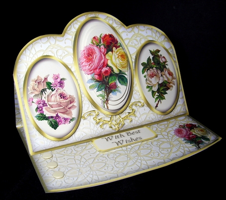 Vintage Roses Triple Oval Easel Card Mini Kit by Dianne Jackson