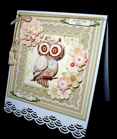 Peach Shabby Owl 8x8 Mini Kit & Decoupage by Dianne Jackson