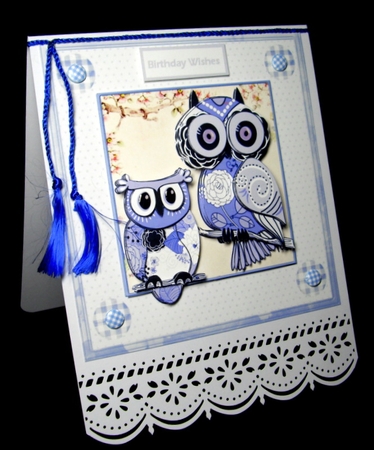 Blue Owls Card with Decoupage by Dianne Jackson