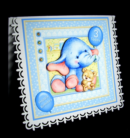 New Baby Boy Elephant 8x8 Decoupage Mini Kit & Birthday Ages by Dianne Jackson