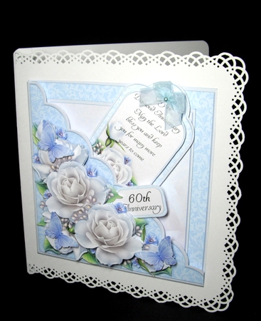 Square Scallop Pocket Silver Roses Wedding or Anniversary by Dianne Jackson
