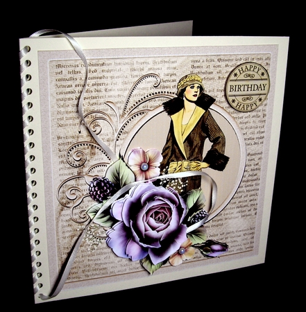 Elegance with a Rose 7x7 Card with Decoupage by Dianne Jackson