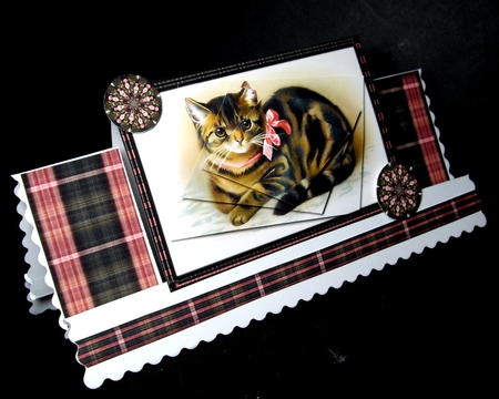Pretty Kitty Red Bow Topper by Dianne Jackson