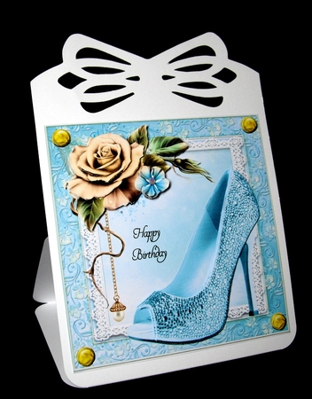 Beautiful Aqua Shoe With Cream Roses 8x8 by Dianne Jackson
