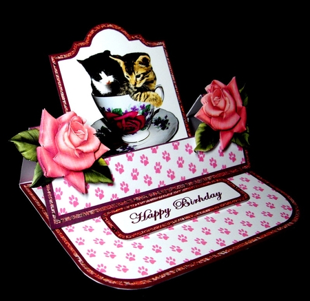 Easel pop-up Kittens in a cup by Dianne Jackson