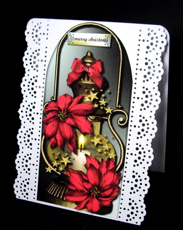 Classic  Candle &  Red Christmas Poinsettias by Dianne Jackson