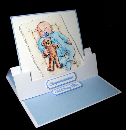 New Baby Decoupage - Baby Onesie - Blue by Dianne Jackson