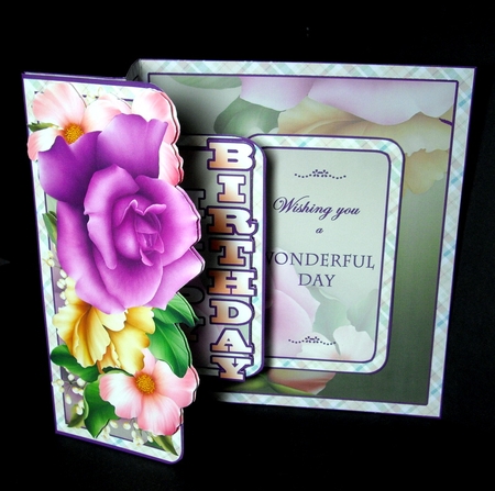 Fold back pop-up  Lilac Rose Bouquet by Dianne Jackson