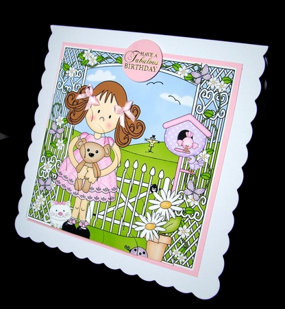 Cute Girlz Zoe has a Teddy Bear Scalloped Corner Stacker by Dianne Jackson