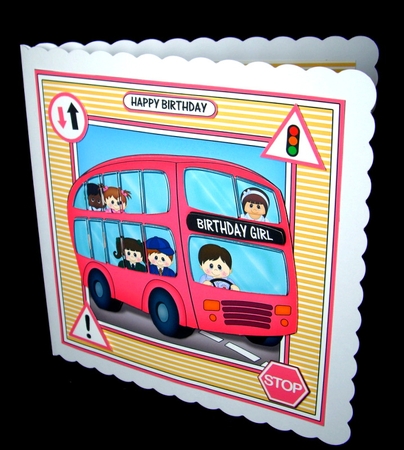 8 x 8 BIRTHDAY BUS Mini Kit with 3d Decoupage by Dianne Jackson