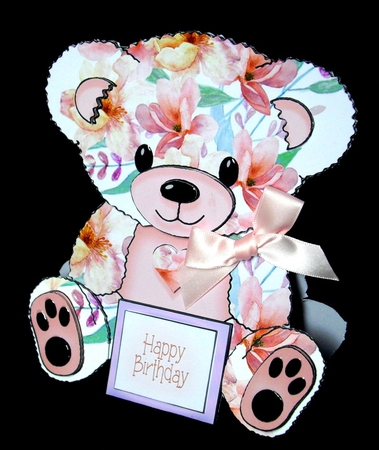 Ellie - A Frame Floral Teddy Bear Card by Dianne Jackson