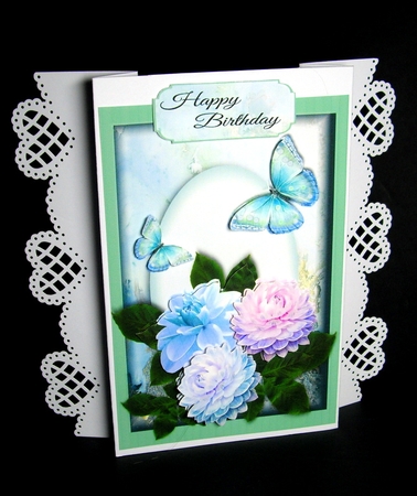greetings with dahlias and butterflies by Dianne Jackson
