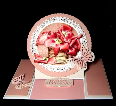 Pink Tulips in lace frame by Dianne Jackson