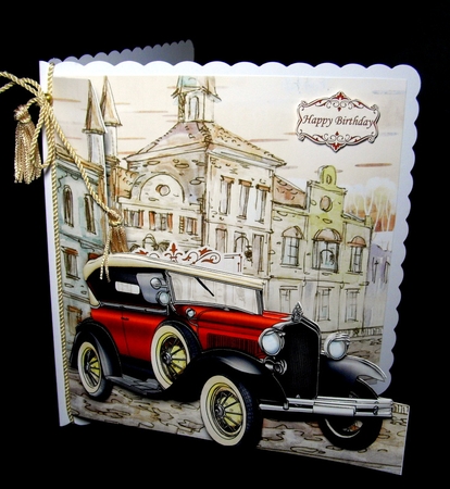 VINTAGE CAR Shaped 7.5 Card Kit & Decoupage For Men by Dianne Jackson