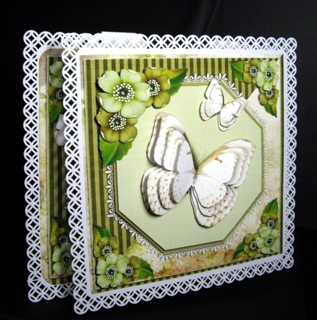 Vintage Lace Flowers Butterfly Birthday Card Kit 1250 by Dianne Jackson