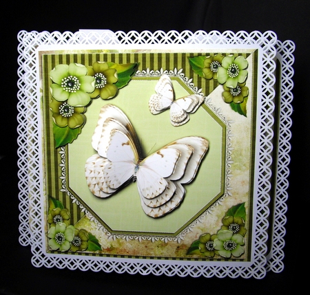 Vintage Lace Flowers Butterfly Birthday Card Kit 1250 by Dianne Jackson