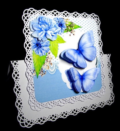 Blue Roses, Dahlias and Butterflys  by Dianne Jackson