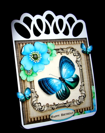 Vintage Wood Butterflies and Flowers 1263 by Dianne Jackson