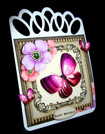 Vintage Wood Butterflies and Flowers 1264 by Dianne Jackson