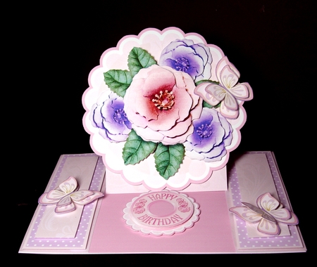 Centre Panel Easel Pink Roses and butterflies NEW by Dianne Jackson