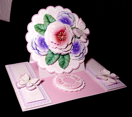 Centre Panel Easel Pink Roses and butterflies NEW by Dianne Jackson