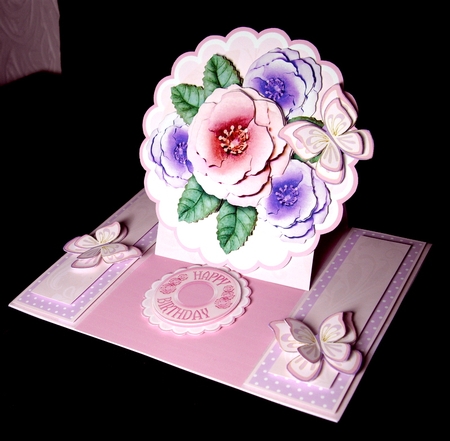 Centre Panel Easel Pink Roses and butterflies NEW by Dianne Jackson