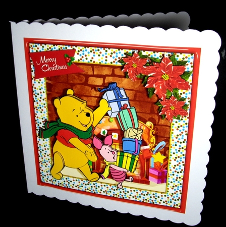 Christmas Day With Pooh Card Front 3 by Dianne Jackson