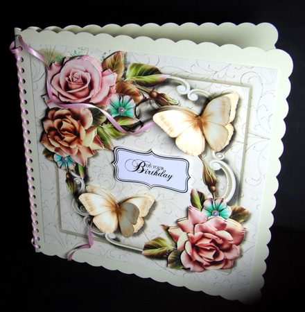 Champagne Roses and Golden Butterflys by Dianne Jackson