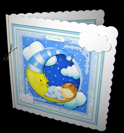 NEW BABY BOY ON MOON 8x8 Decoupage & Insert Mini Kit by Dianne Jackson