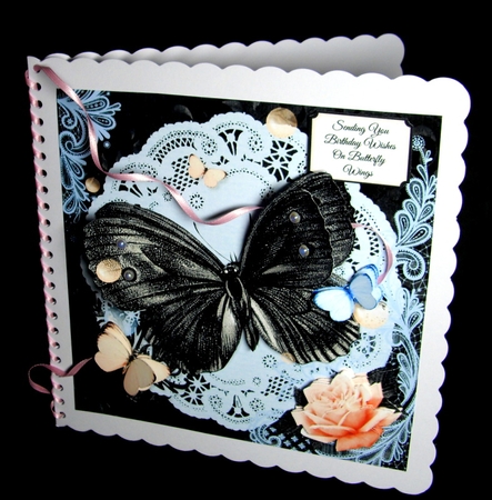 Pink Blue and Black Large Butterfly Wishes by Dianne Jackson