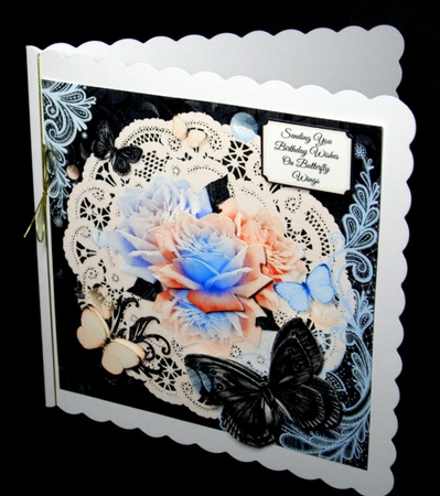 Pink Blue Black and Roses Butterfly Wishes by Dianne Jackson