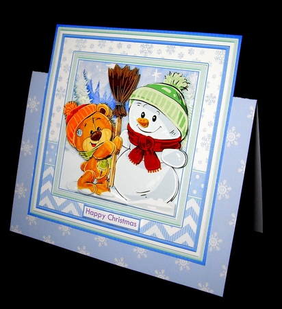 SNOWMAN & BEAR Christmas 8x8 Decoupage & Insert Mini Kit by Dianne Jackson