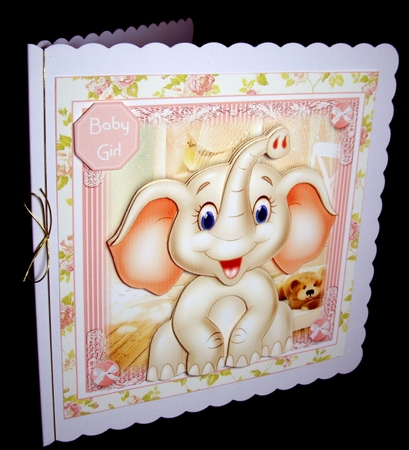 Baby Elephant in Pinks Card Front Kit by Dianne Jackson
