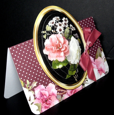 Pretty pink and white wild roses with bow oval pyramids by Dianne Jackson