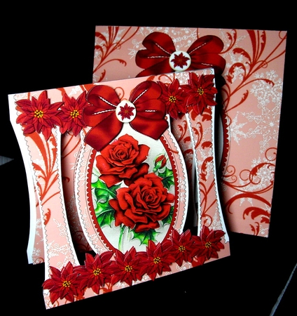 Christmas Roses Stand Up Cut Out 3D Christmas Card Kit by Dianne Jackson