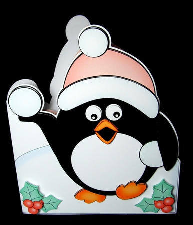 3D Shaped Christmas Card Kit  - Pip Penguin is having a Snowball Fight by Dianne Jackson
