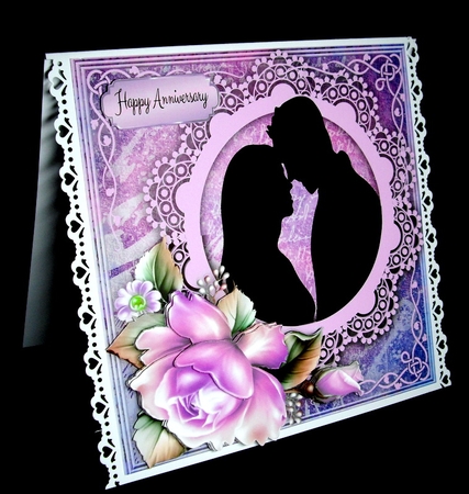 Beautiful Silhouette Couple With Purple Roses 8x8 by Dianne Jackson