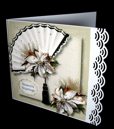 The Christmas Fan - Ivory Poinsettias 8x8 by Dianne Jackson
