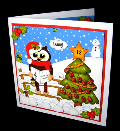 3D Animated Sleeps Till Santa Christmas Tree Countdown Card Kit - Little Hoot Owl by Dianne Jackson