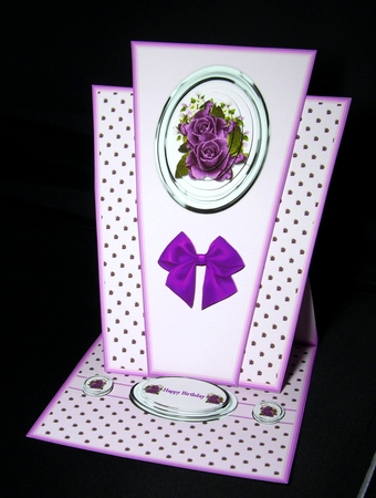 Purple roses triangle easel card. by Dianne Jackson